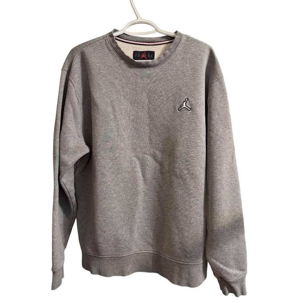 Jordan Gray Crewneck Sweatshirt With Embroidered Jumpman Logo Size M 80% Cotton